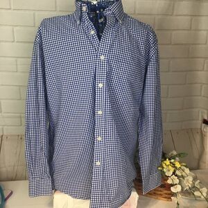 MENS Alan Flusser Blue Gingham Western Dress Shirt size S small 40" chest